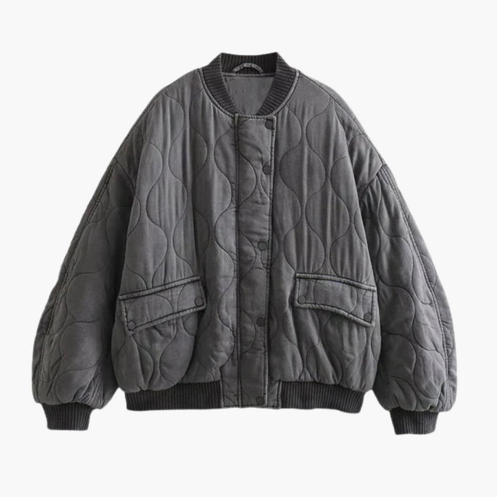 Veste matelassée pour femmes avec fermeture à boutons-pression et poches avant