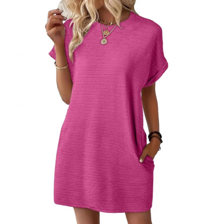 Clariss | Robe T-Shirt Femme Manches Courtes Col Rond Mini Été