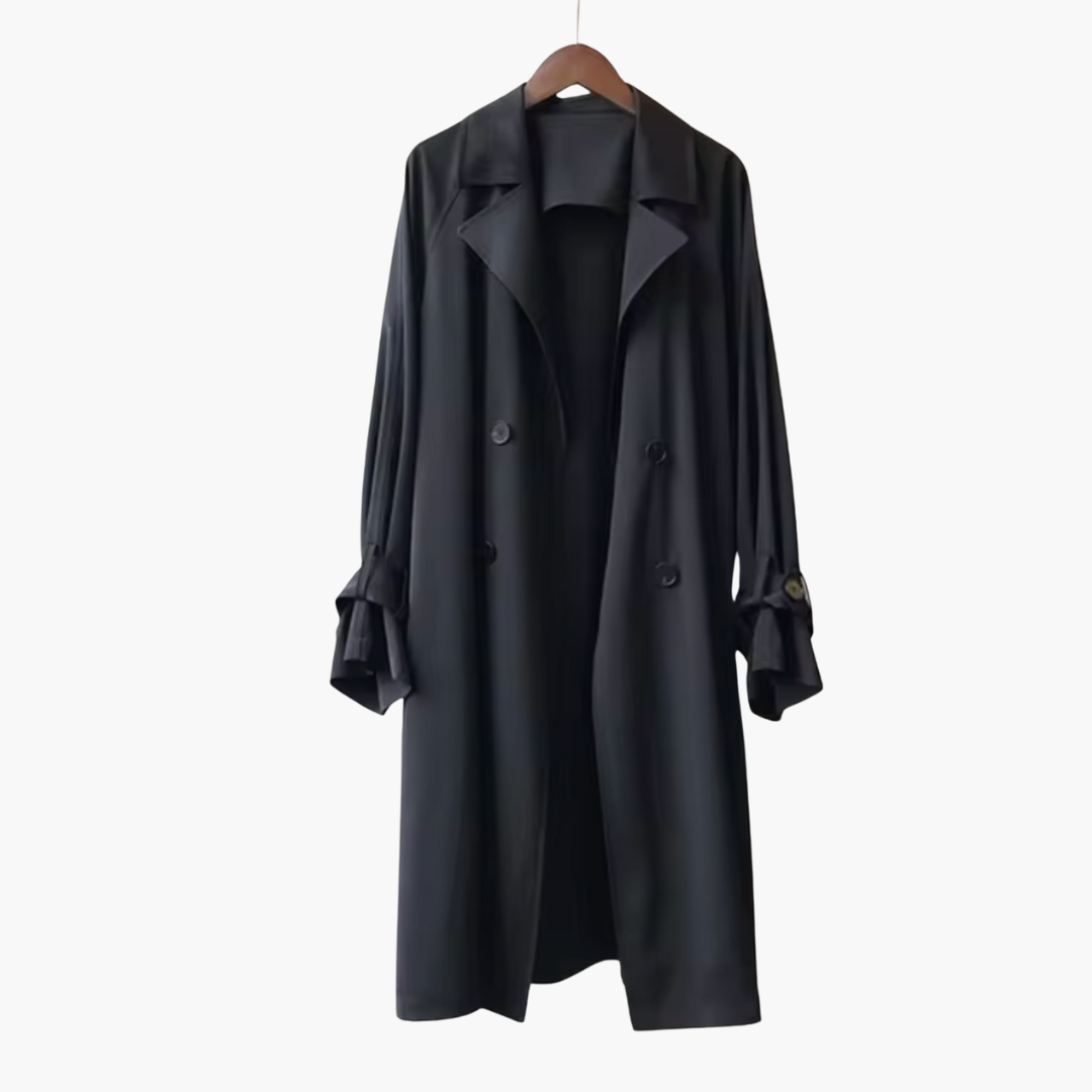 Manteau trench pour femmes avec col à revers et fermeture à double bouton