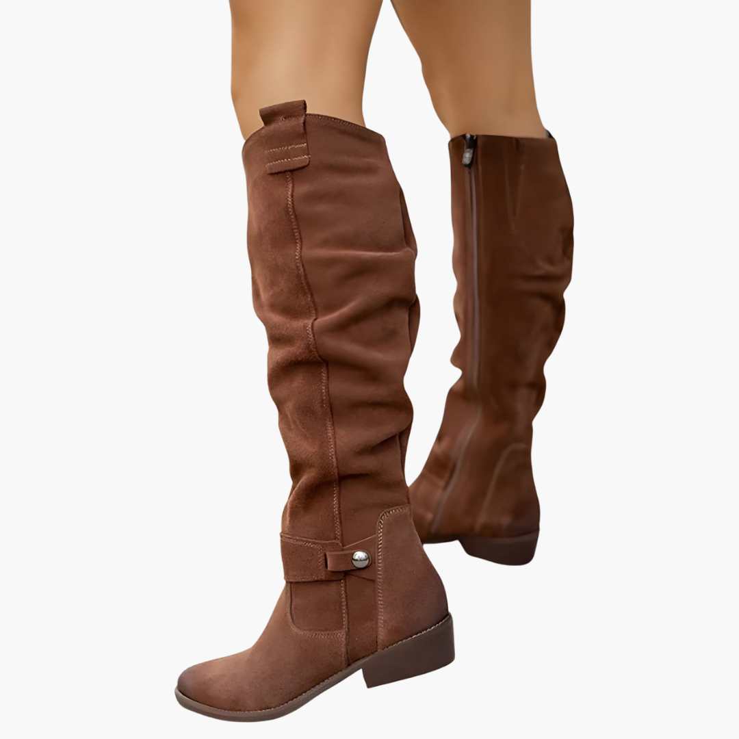 Bottes montantes - pour femmes avec talon bloc et fermeture éclair