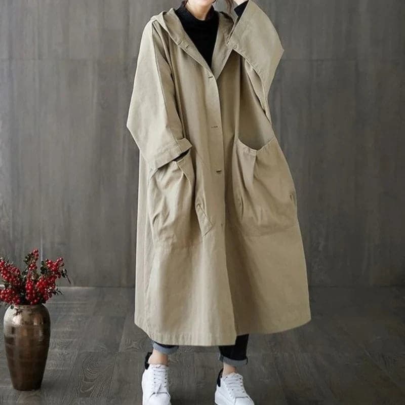 Trench-coat surdimensionné imperméable pour femmes | Avec poches