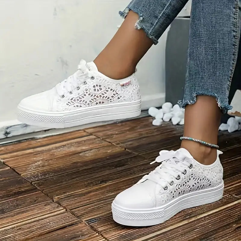 Willemina - Baskets pour femmes avec motif en dentelle et lacets