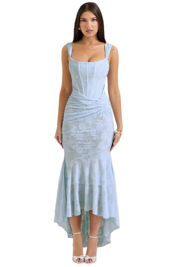 Robe Maxi Celeste avec décolleté en V profond