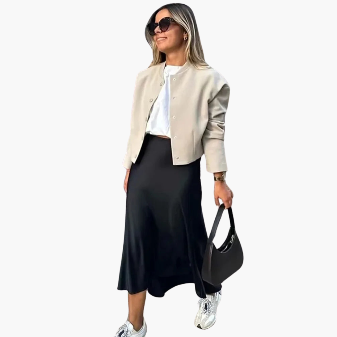 Jupe midi en satin fluide pour femmes
