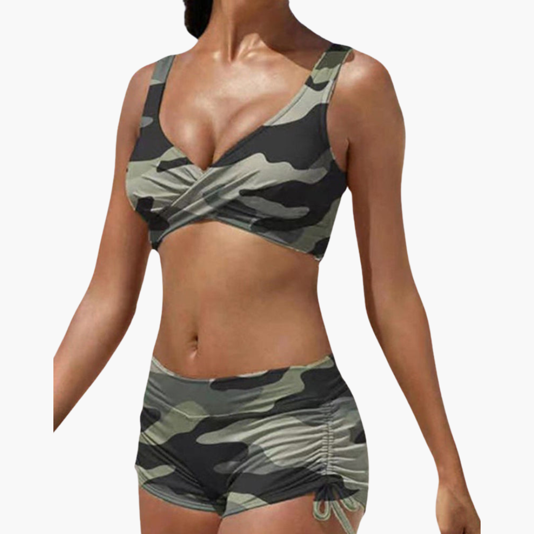 Haut de bikini twist avec shorts - Ensemble pour femmes pour l'été
