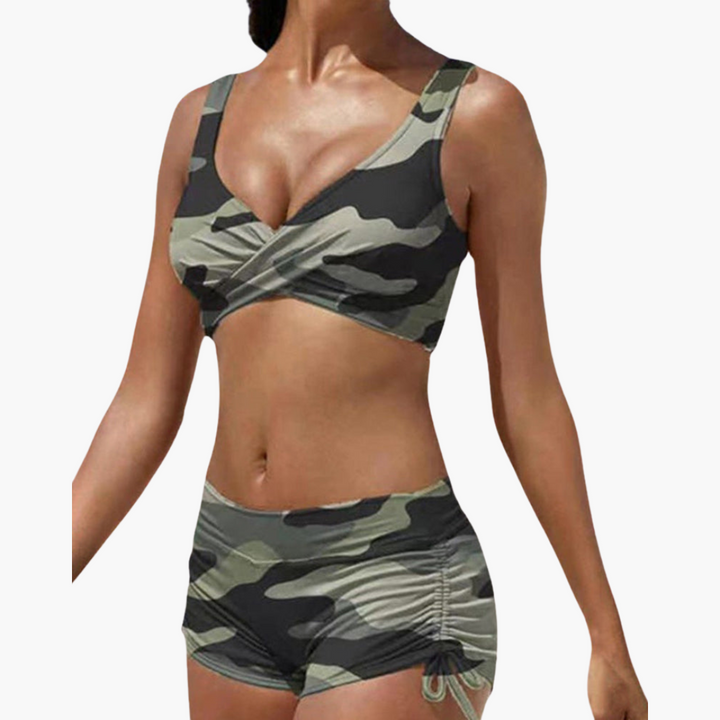 Haut de bikini twist avec shorts - Ensemble pour femmes pour l'été