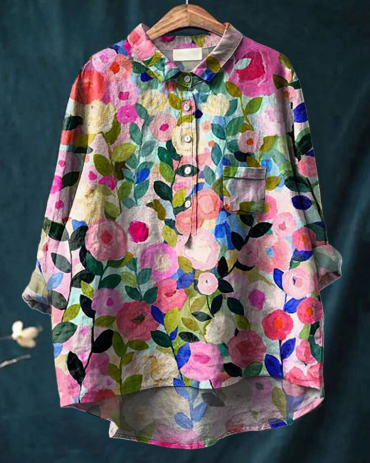 Rosa | Chemise oversize à fleurs aquarelle