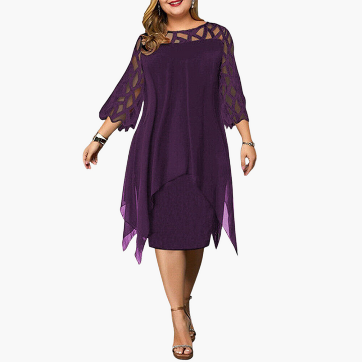 Robe de soirée légère pour femmes - robe midi avec manches découpées
