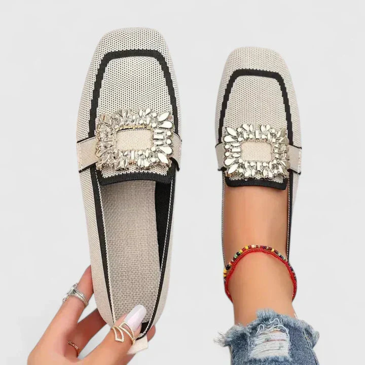 Doris | Mocassin à enfiler pour femmes avec boucle en cristal