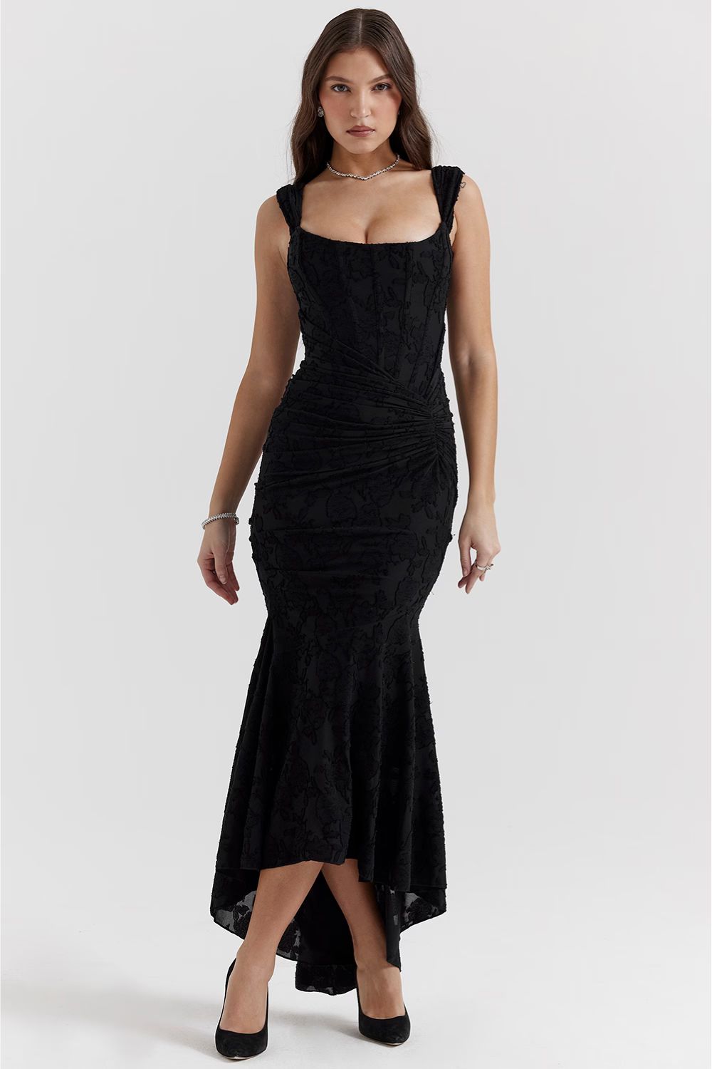 Robe Maxi Celeste avec décolleté en V profond