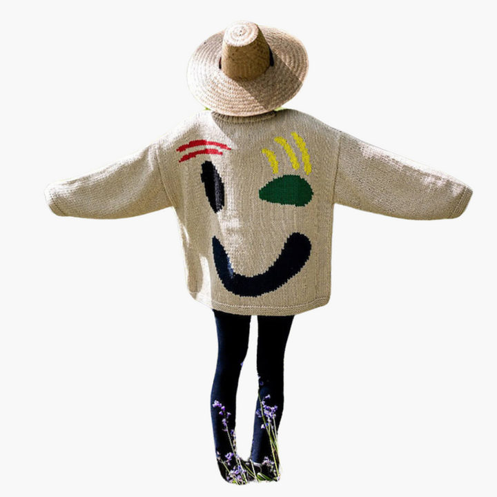 Pull en tricot pour femmes - avec coupe oversize et motif Smiley
