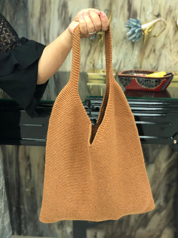 Sacs de couleur unie Sac à main tissé