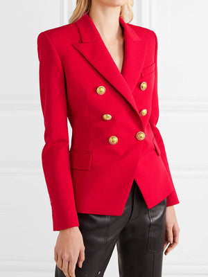 Blazer boutonné à manches longues, à col cranté
