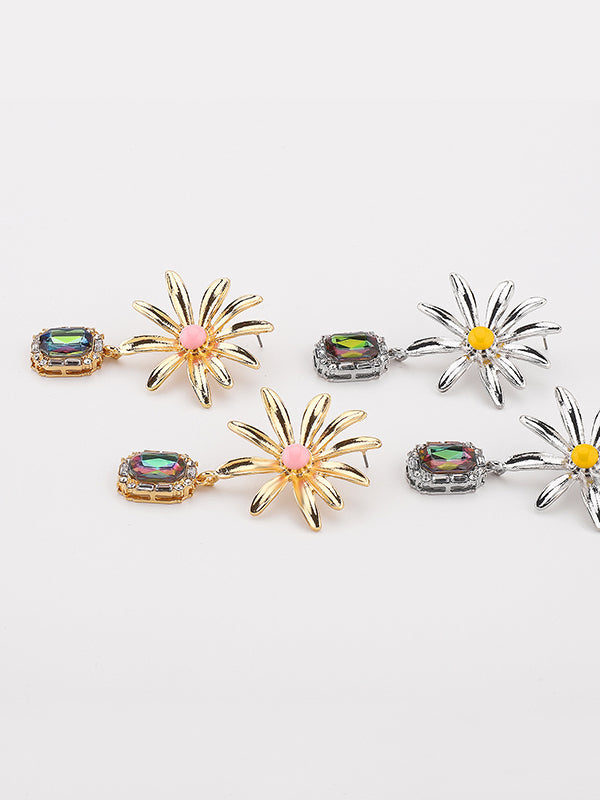 Boucles d'oreilles pendantes géométriques à strass
