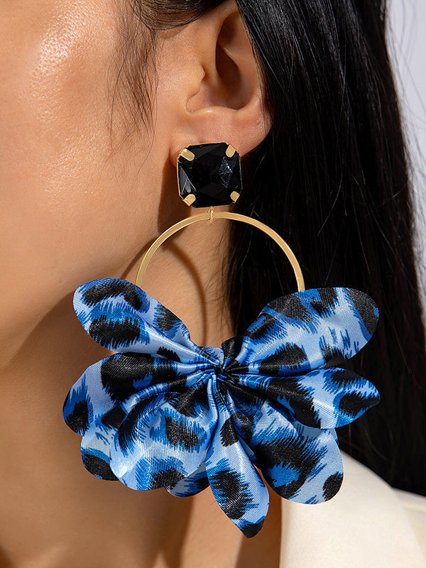Boucles d'oreilles ajourées à imprimé léopard, à empiècements