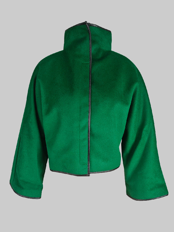 Veste ample vintage, à col montant, couleur unie