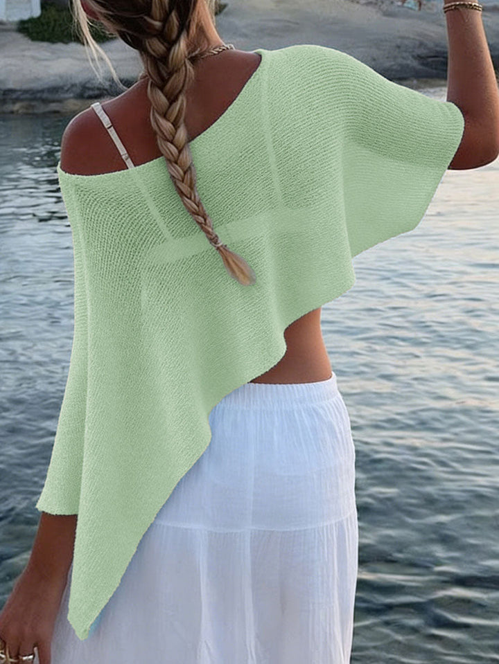 Irrégularité Cape transparente à une épaule de couleur unie