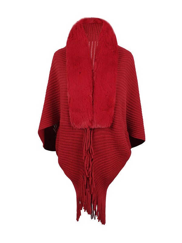 Cardigan ample à manches chauve-souris, couleur unie, manteaux à franges