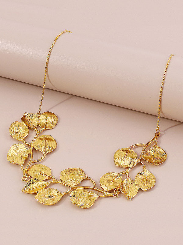 Collier en forme de feuilles, couleur unie
