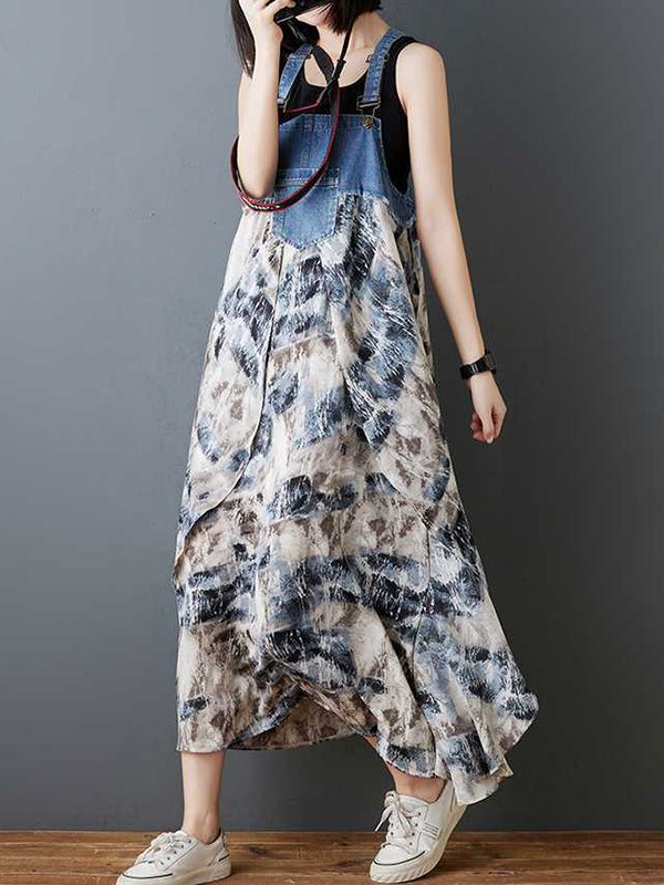 Robe longue ample à imprimé floral, grande taille, poches fendues, col Spaghetti, robe à bretelles