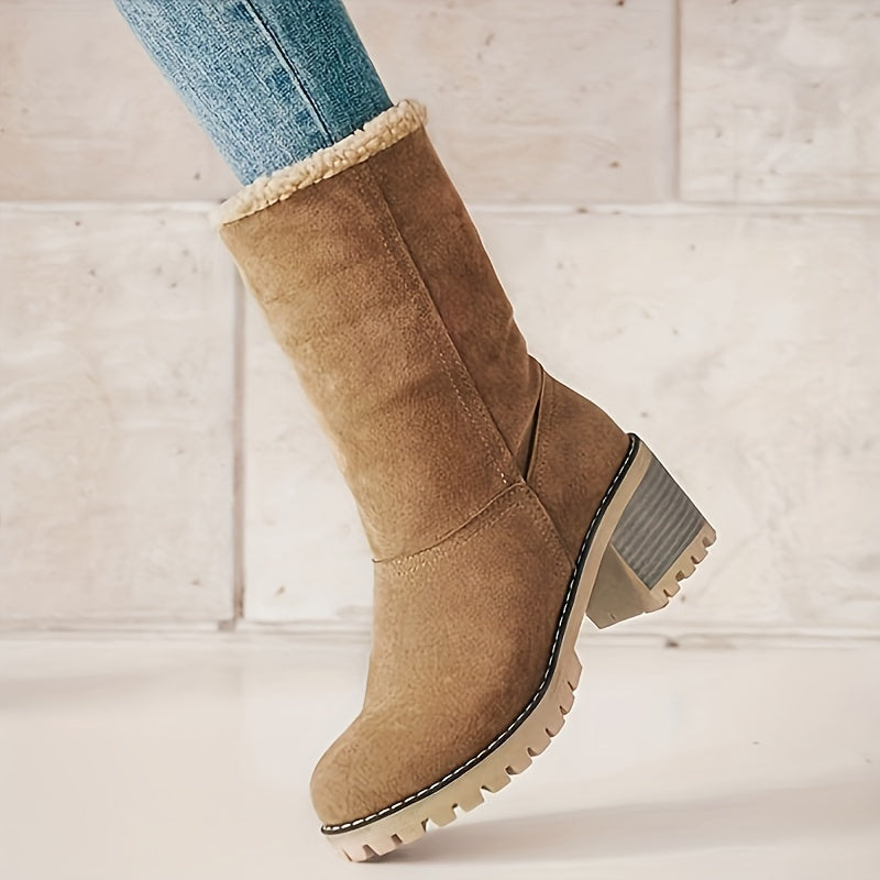 Bottes d'Hiver Femme | Bottines à Enfiler avec Talon Bloc