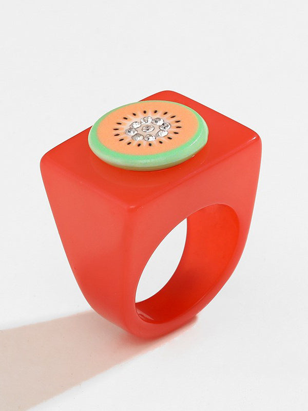 Accessoires de bagues en strass de fruits géométriques
