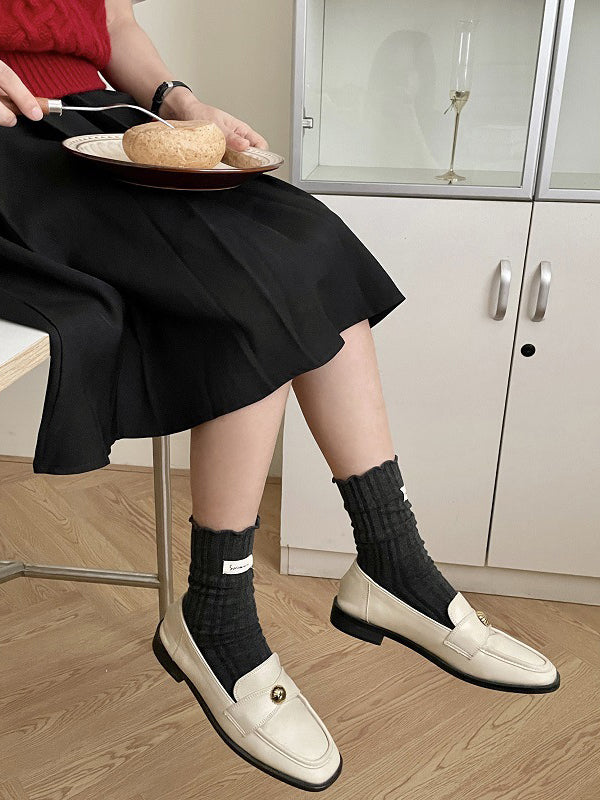 Chaussettes plissées en dentelle avec oreilles en bois
