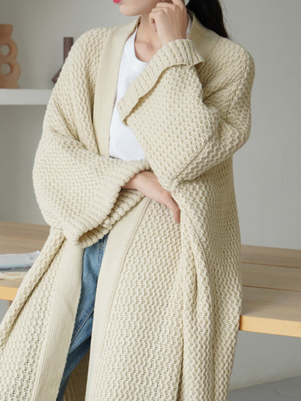 Cardigan en tricot à fil épais, ample, surdimensionné, couleur unie, urbain, manteaux