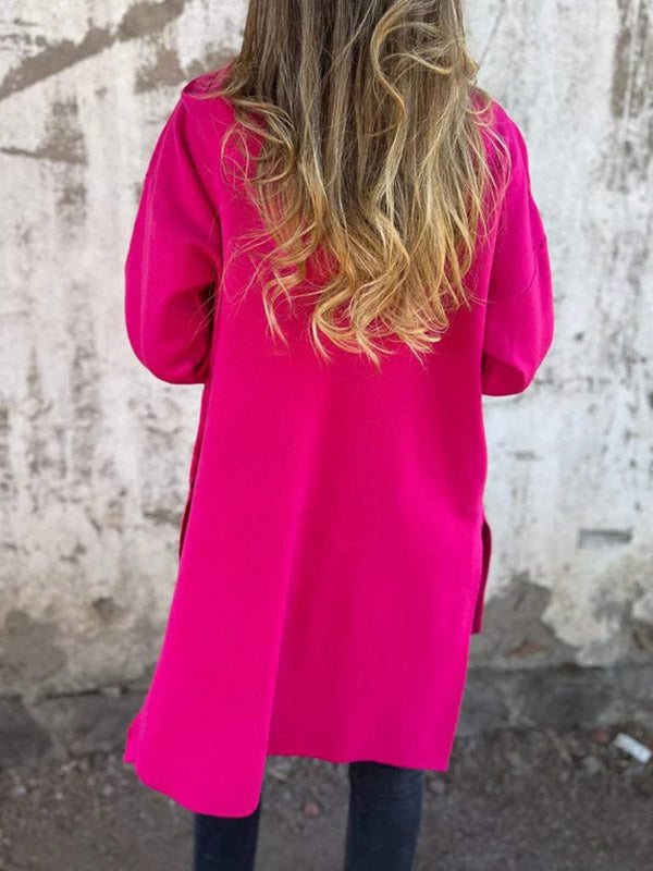 Veste à capuche, à manches longues, à poches, à empiècements, à fermeture éclair, couleur unie