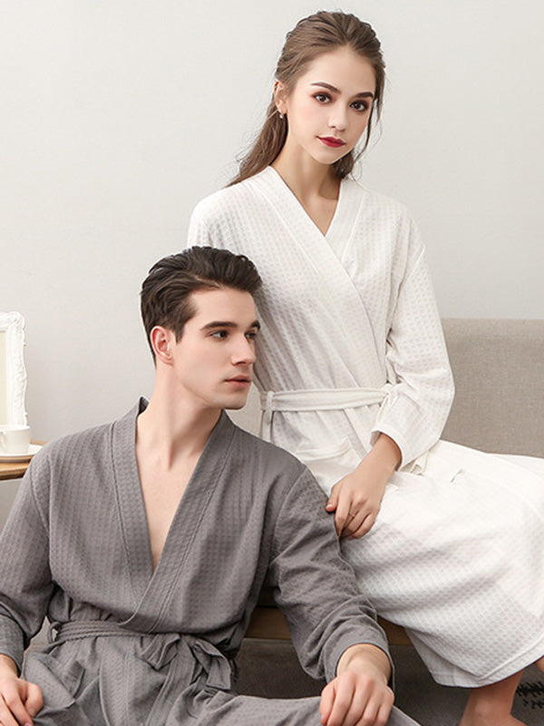 Robe de pyjama fine à bandage solide et confortable