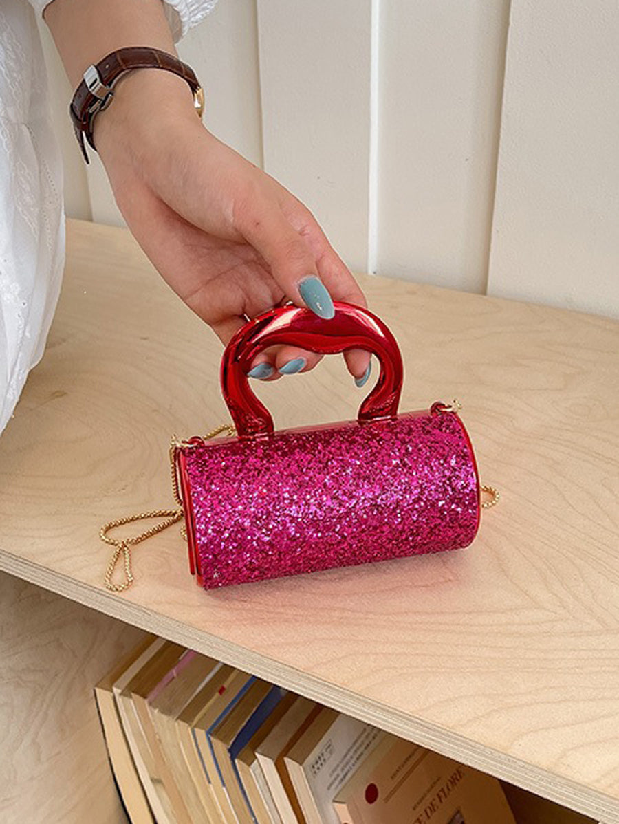 Sac à main bandoulière brillant géométrique à chaîne
