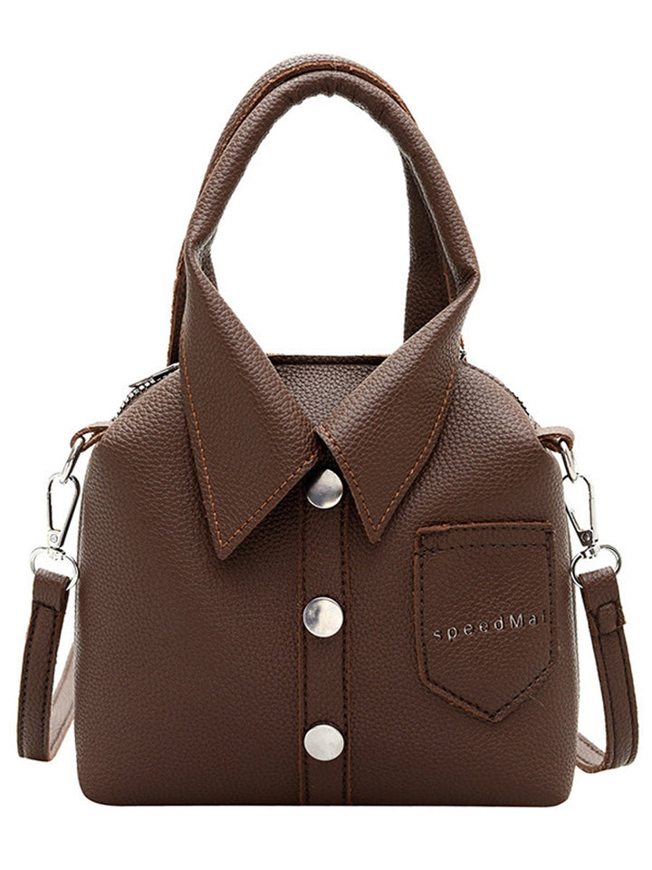 Sac à main bandoulière géométrique boutonné couleur unie