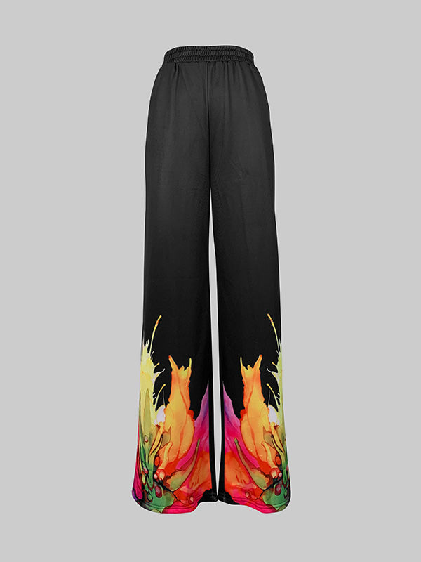 Pantalon ample à jambes larges, à imprimé floral