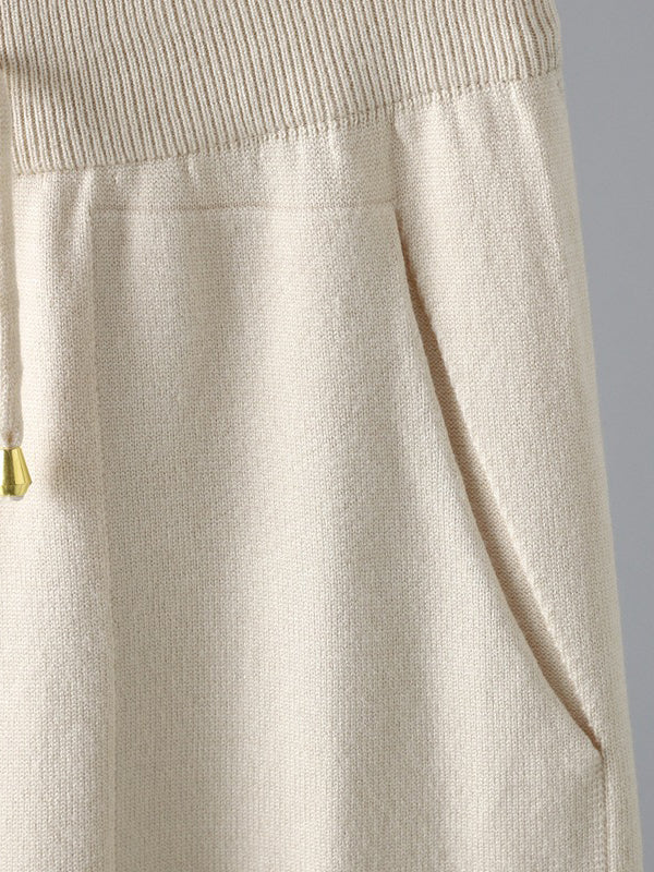 Ensemble deux pièces décontracté ample à col en V, couleur unie – sarouel + pull + pantalon