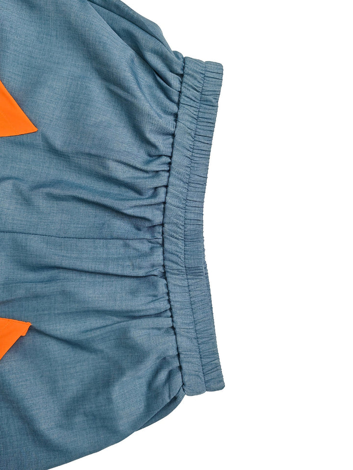 Pantalon ample taille haute, à taille élastique, à poches, à empiècements, couleur contrastée