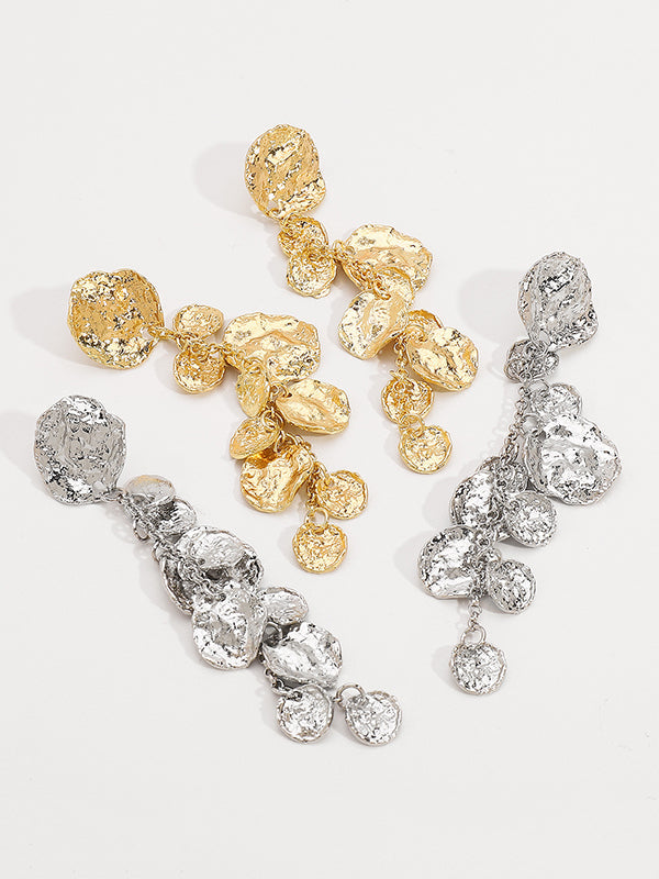 Boucles d'oreilles géométriques à pompons, couleur unie