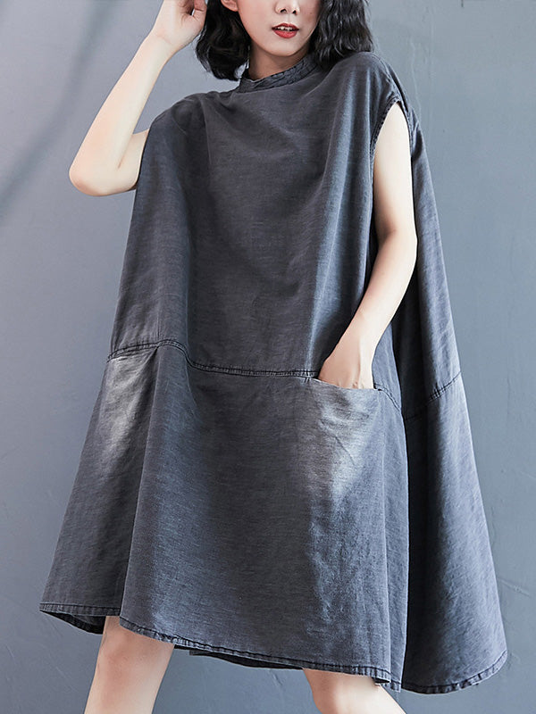 Robe à empiècements, à poche, en jean