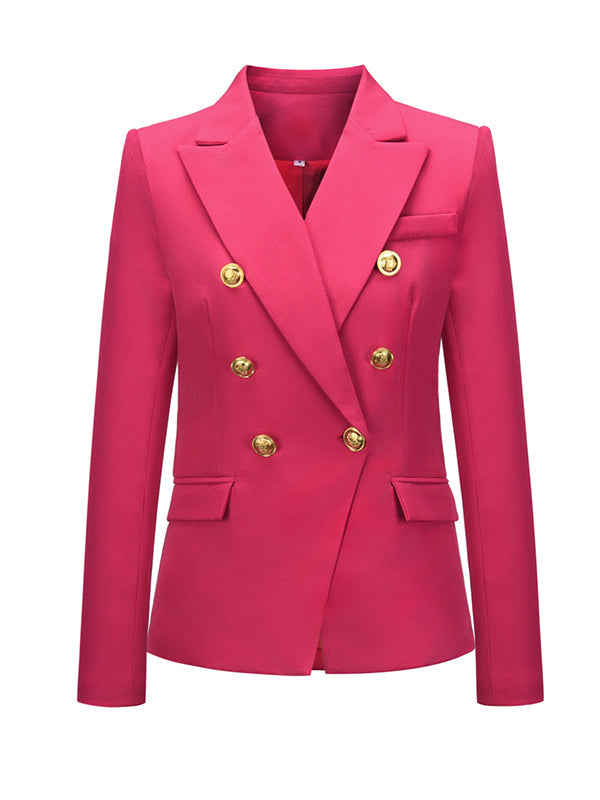 Blazer boutonné à manches longues, à col cranté