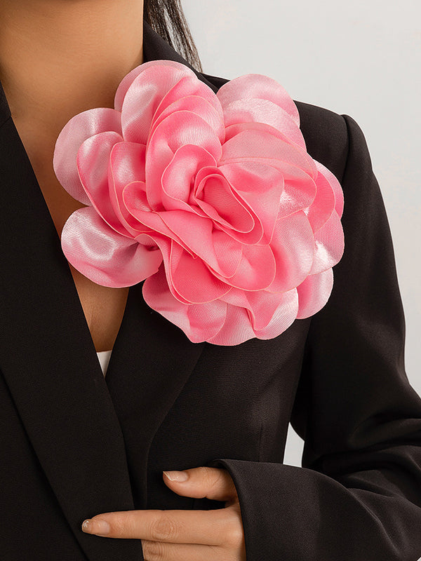 Broche en forme de fleur, couleur unie