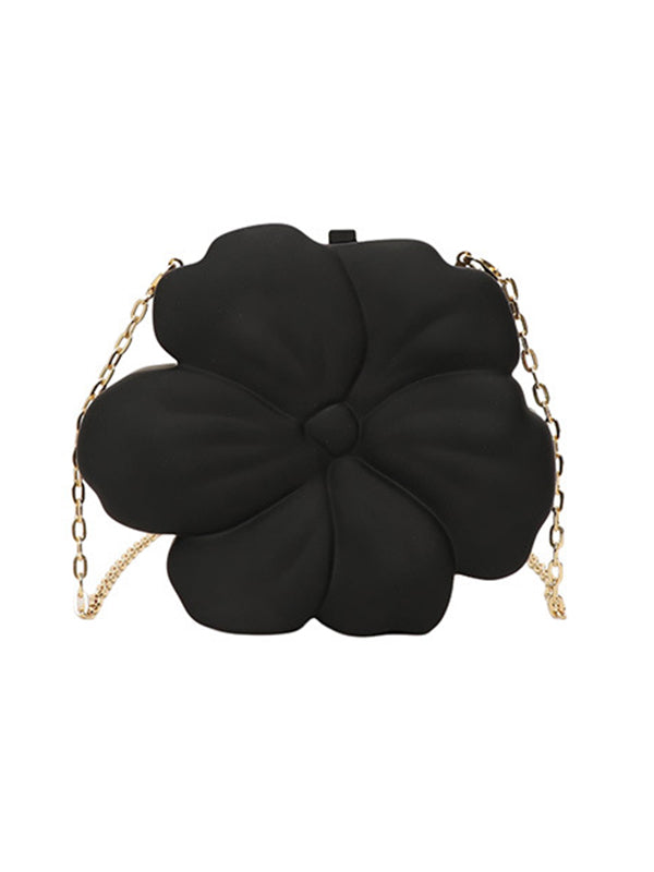 Sac bandoulière brillant à chaîne, en forme de fleur