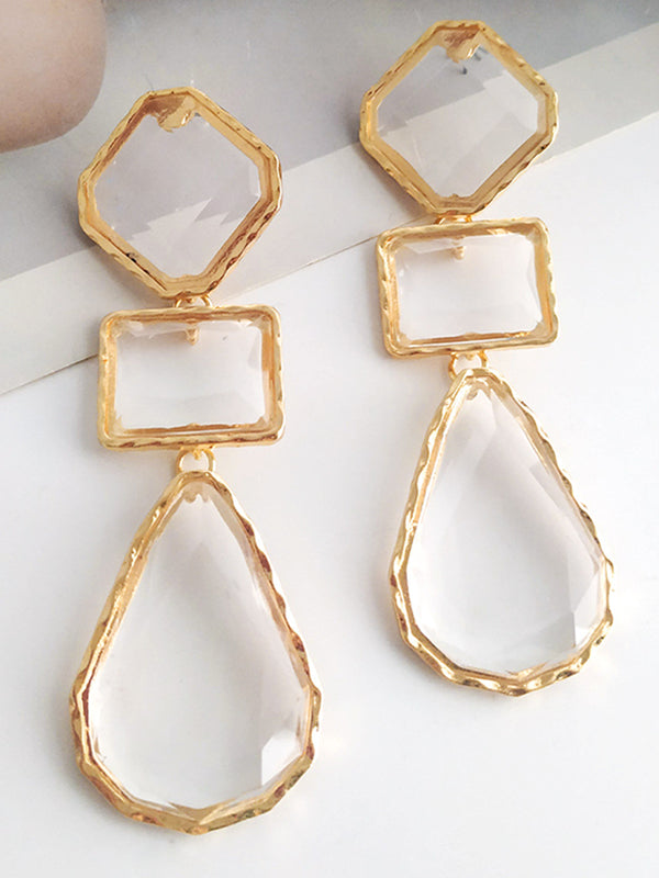 Boucles d'oreilles pendantes géométriques à empiècements