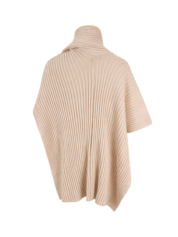 Pull ample asymétrique à empiècements, à col haut, couleur unie