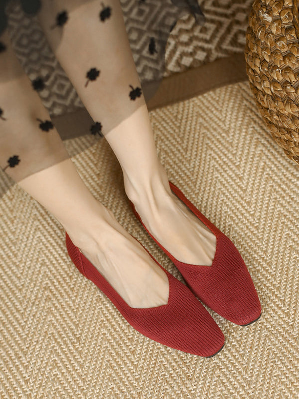 Chaussures à bout carré, couleur unie