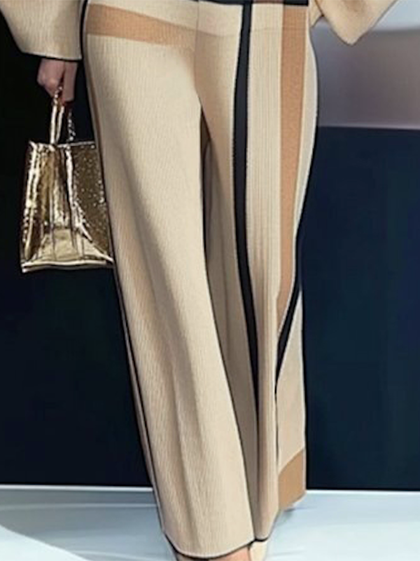 Pantalon ample rayé décontracté à jambes larges