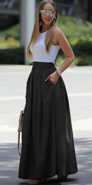 Marre | Jupe Plissée Taille Haute pour Femmes | Maxi