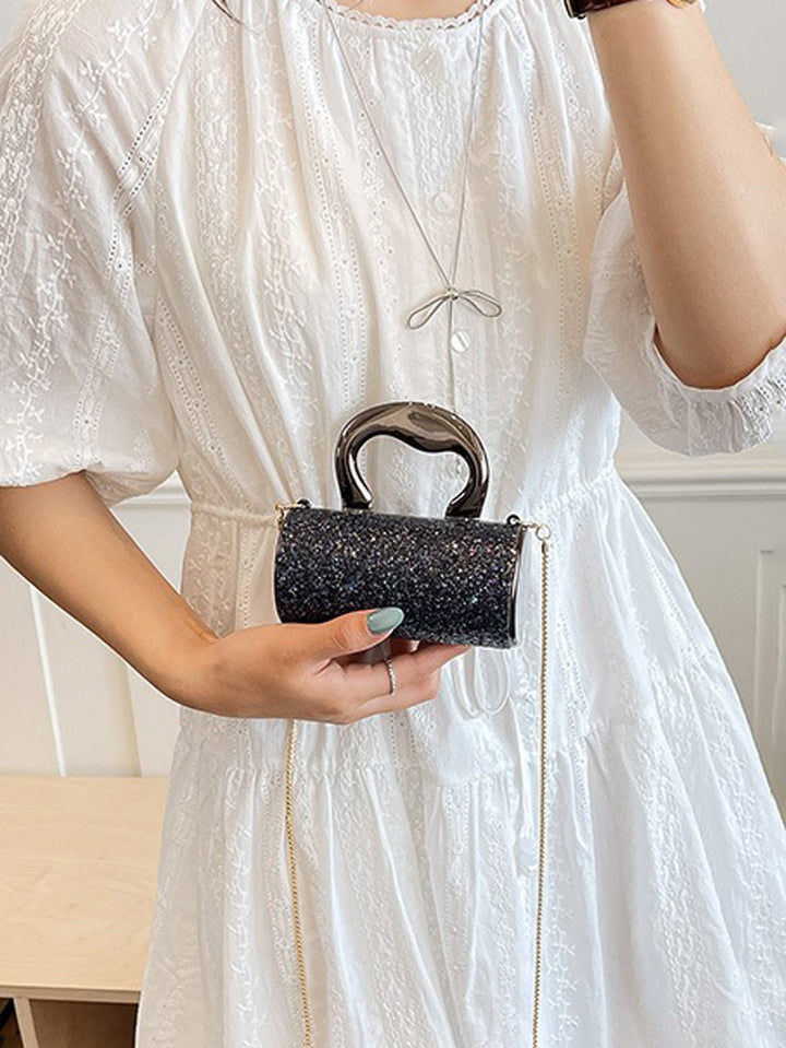 Sac à main bandoulière brillant géométrique à chaîne