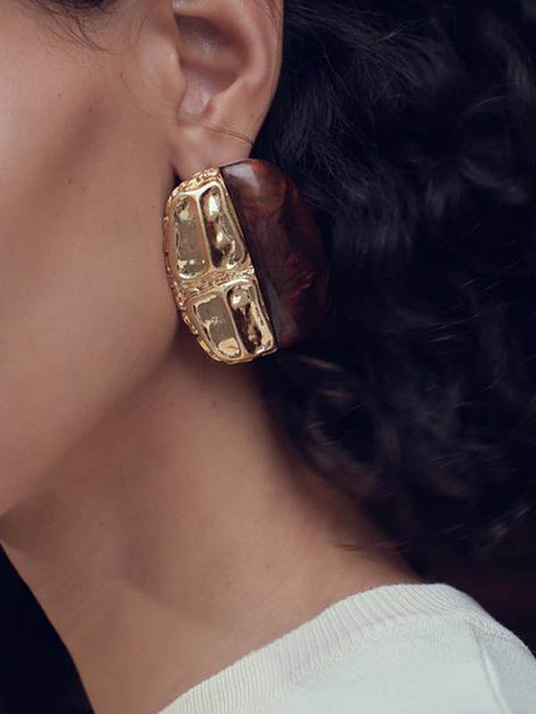 Boucles d'oreilles pendantes géométriques à empiècements