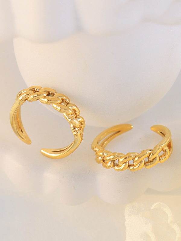 Bague ajourée à chaîne, couleur unie