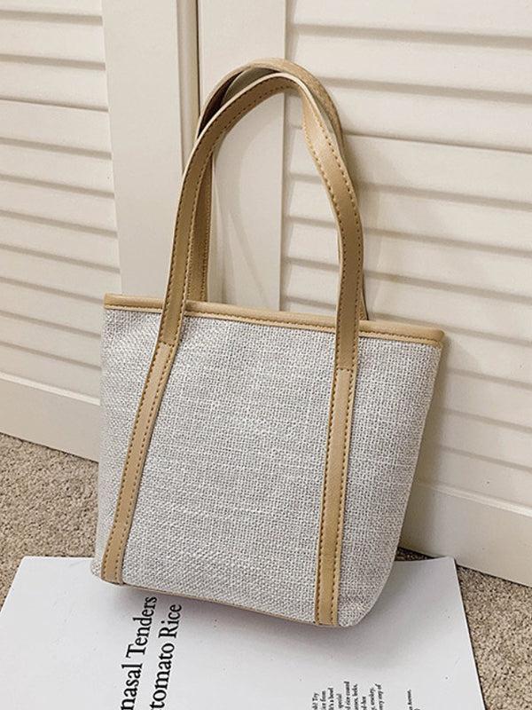 Sac fourre-tout décontracté simple en toile de couleur unie