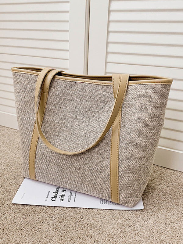 Sac fourre-tout décontracté simple en toile de couleur unie
